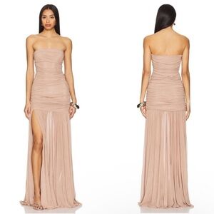 Retrofete Adele Ruched Strapless Maxi Dress